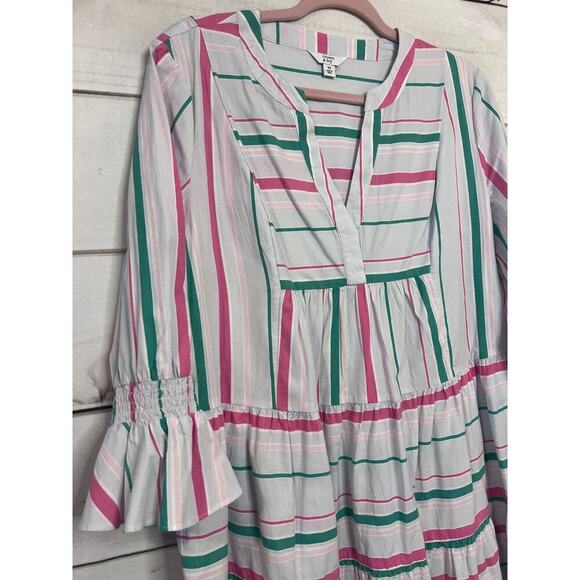 Crown N Ivy Dress Size MED Tiered Long Sleeve Stripes Multicolor - Picture 5 of 5